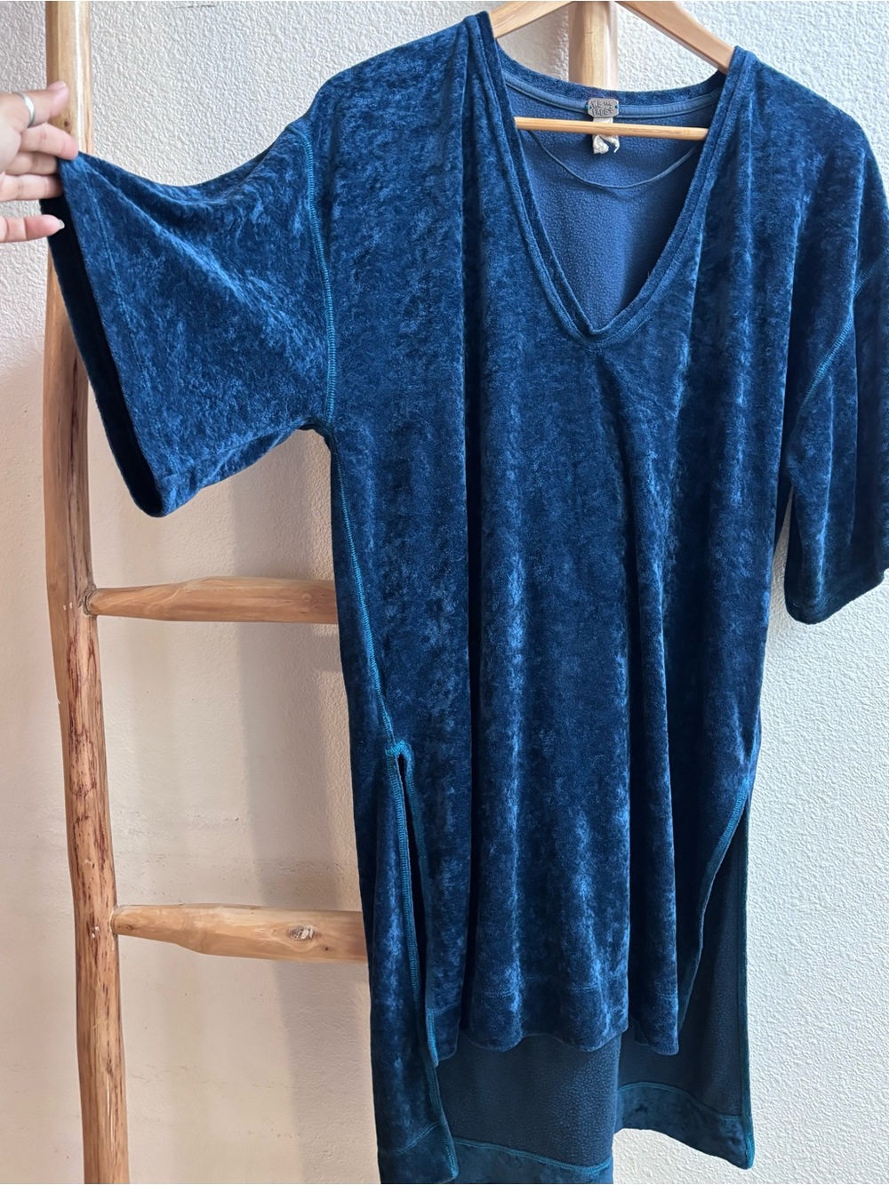 Free people luxe crushed velvet oversized T-shirt dress
